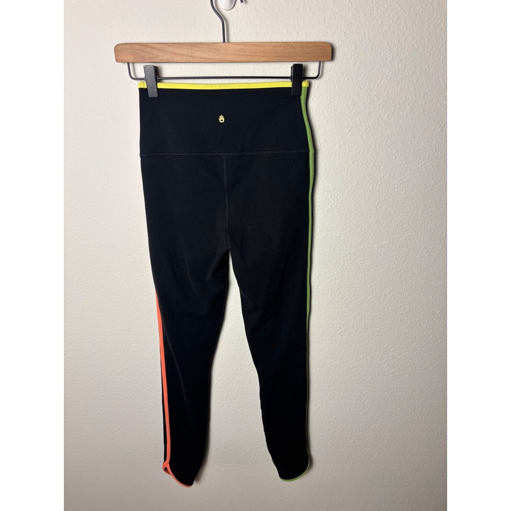 Spiritual Gangster Womens High Waisted Neon Stripe Leggings Black Small - Picture 4 of 6